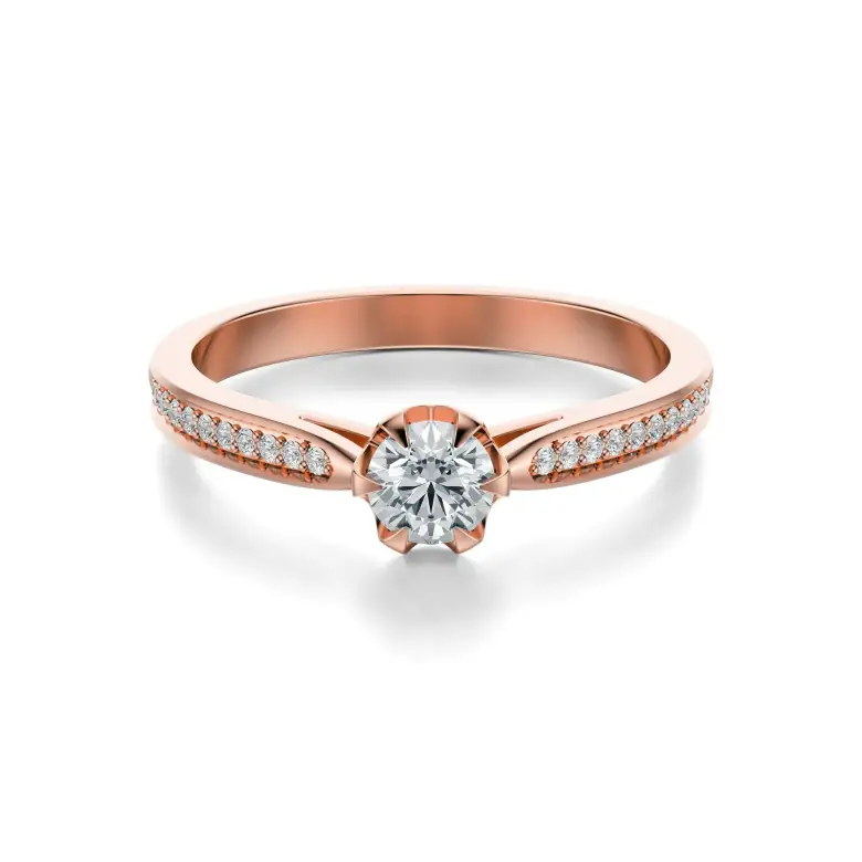 Pierścionek z różowego złota z diamentami AJPZ_078